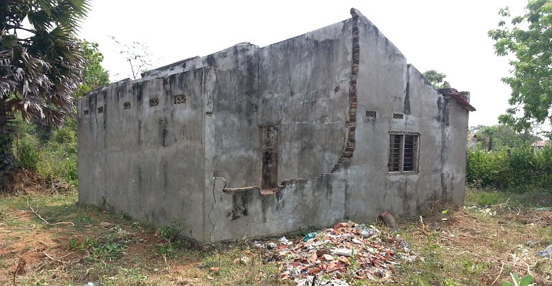 What was left of a brick house