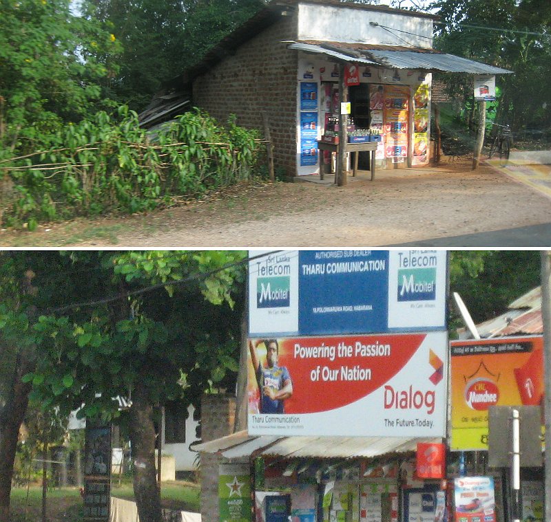 Roadside stores is plastered with cell-phone advertisements