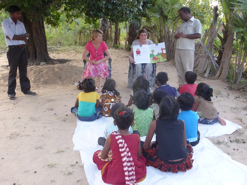 Anne and Ruth teaching the children (with a translator).