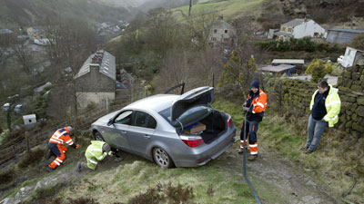 driver on cliff edge