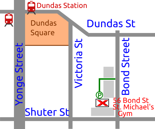 map to St. Michael's choir school gym