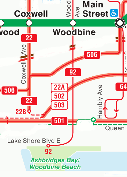 TTC directions to Woodbine Beach